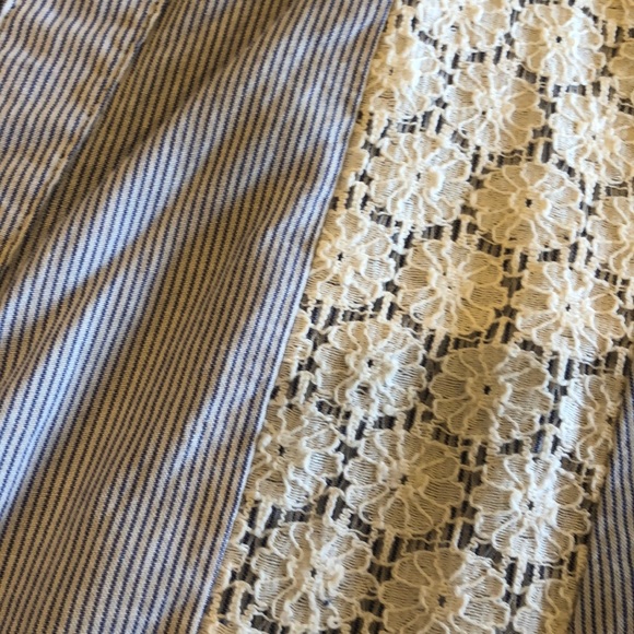 Blue white peplum stripe shirt blouse top Large - Picture 2 of 3